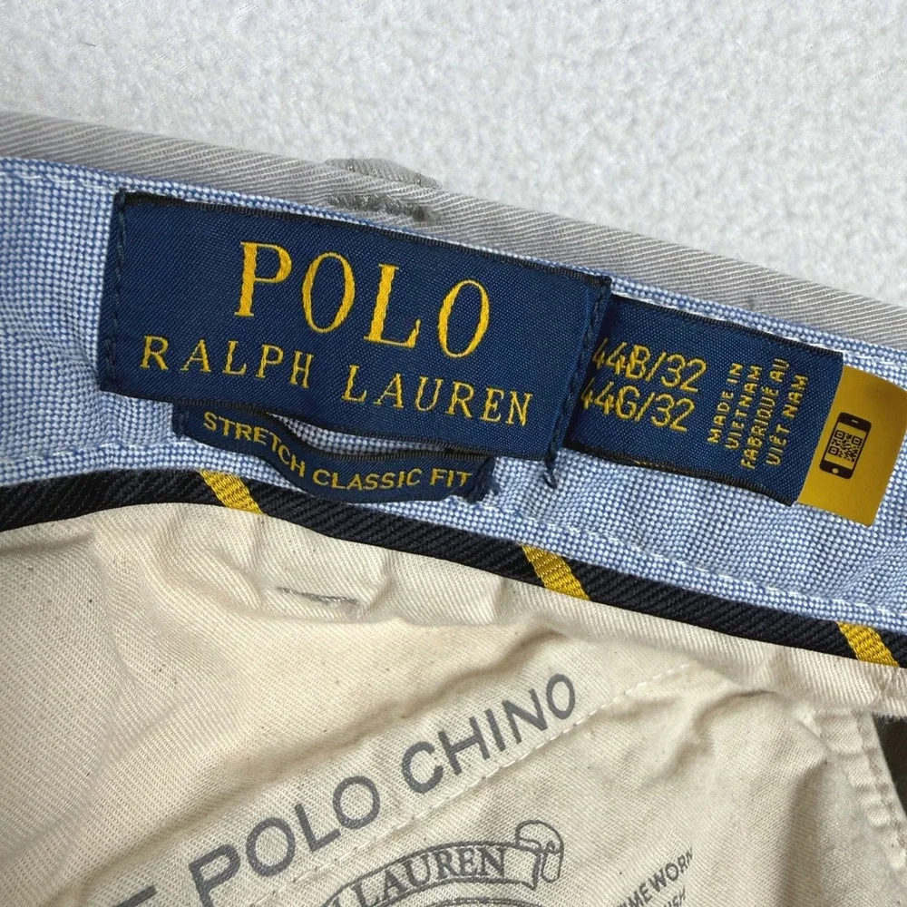 Polo Ralph Lauren Chino Pants Mens 44x32 Gray Stretch Classic Fit Cotton Twill
